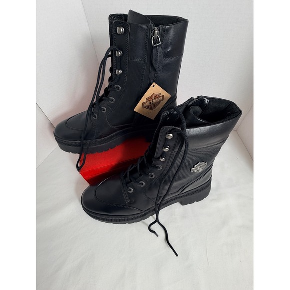 Harley-Davidson Other - Harley Davidson Mens Boots Black 10M D65001 Leather Combat Lug Sole Biker New